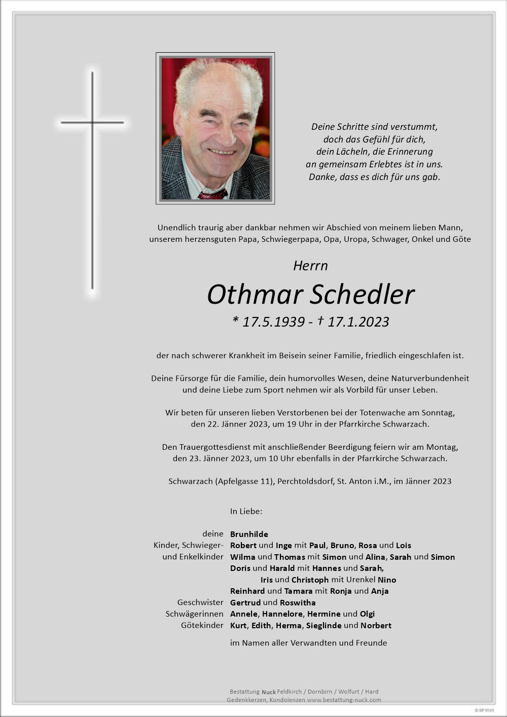 Othmar Schedler - Bestattung Nuck